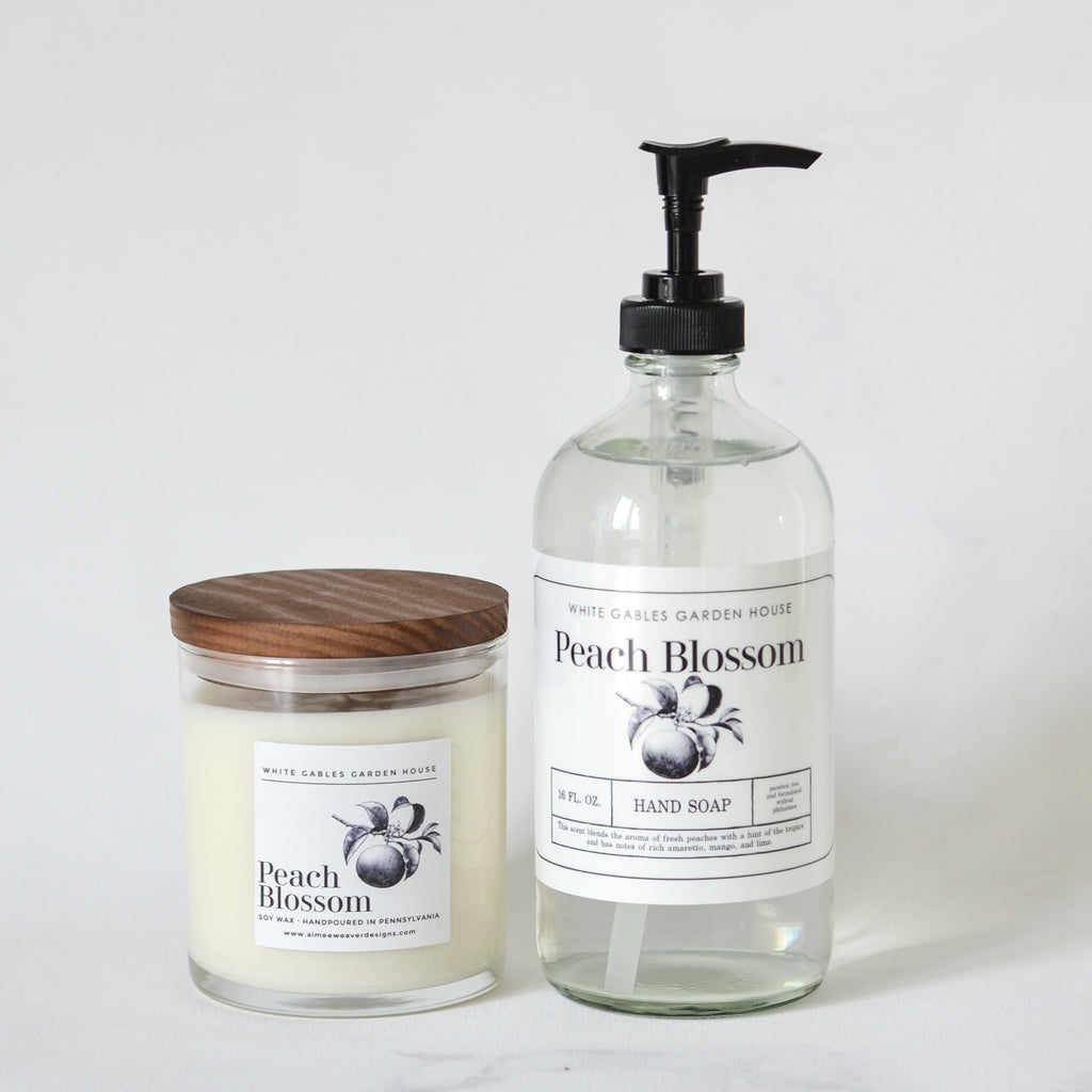 Peach Blossom Candle & Hand Soap Set - Aimee Weaver Designs