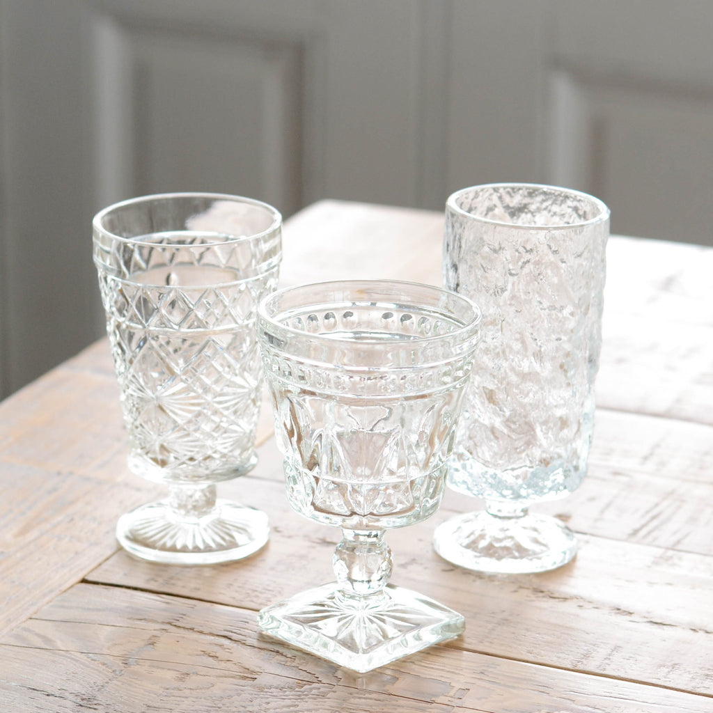Vintage Clear Glass Goblets Rental - Aimee Weaver Designs