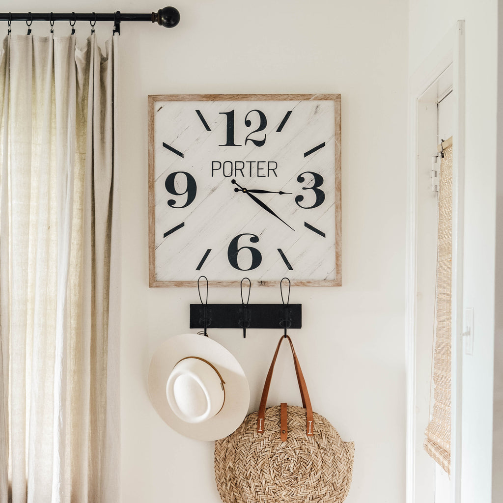 Square Reclaimed Wood Clock - Aimee Weaver Designs
