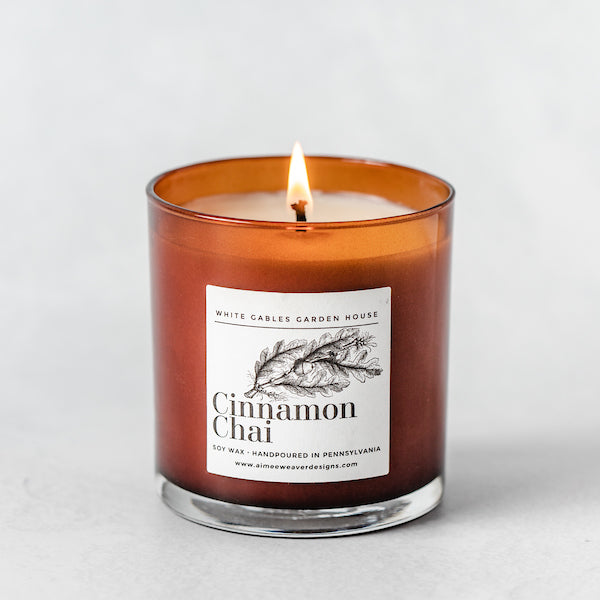 Cinnamon Chai Candle 10 oz. Glass Jar - Aimee Weaver Designs