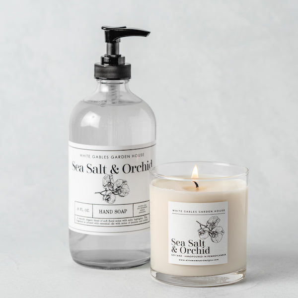 Sea Salt & Orchid Hand Soap & Candle Set - Aimee Weaver Designs