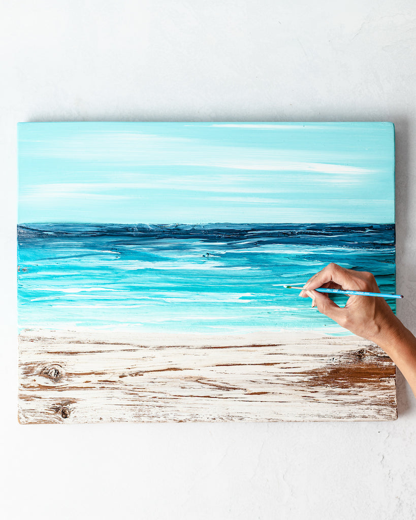 Ocean Reclaimed Wood Painting - Aimee Weaver Designs