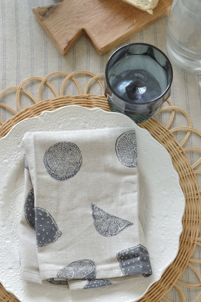 Lemon Print Cloth Napkins | Set of Four - Aimee Weaver Designs