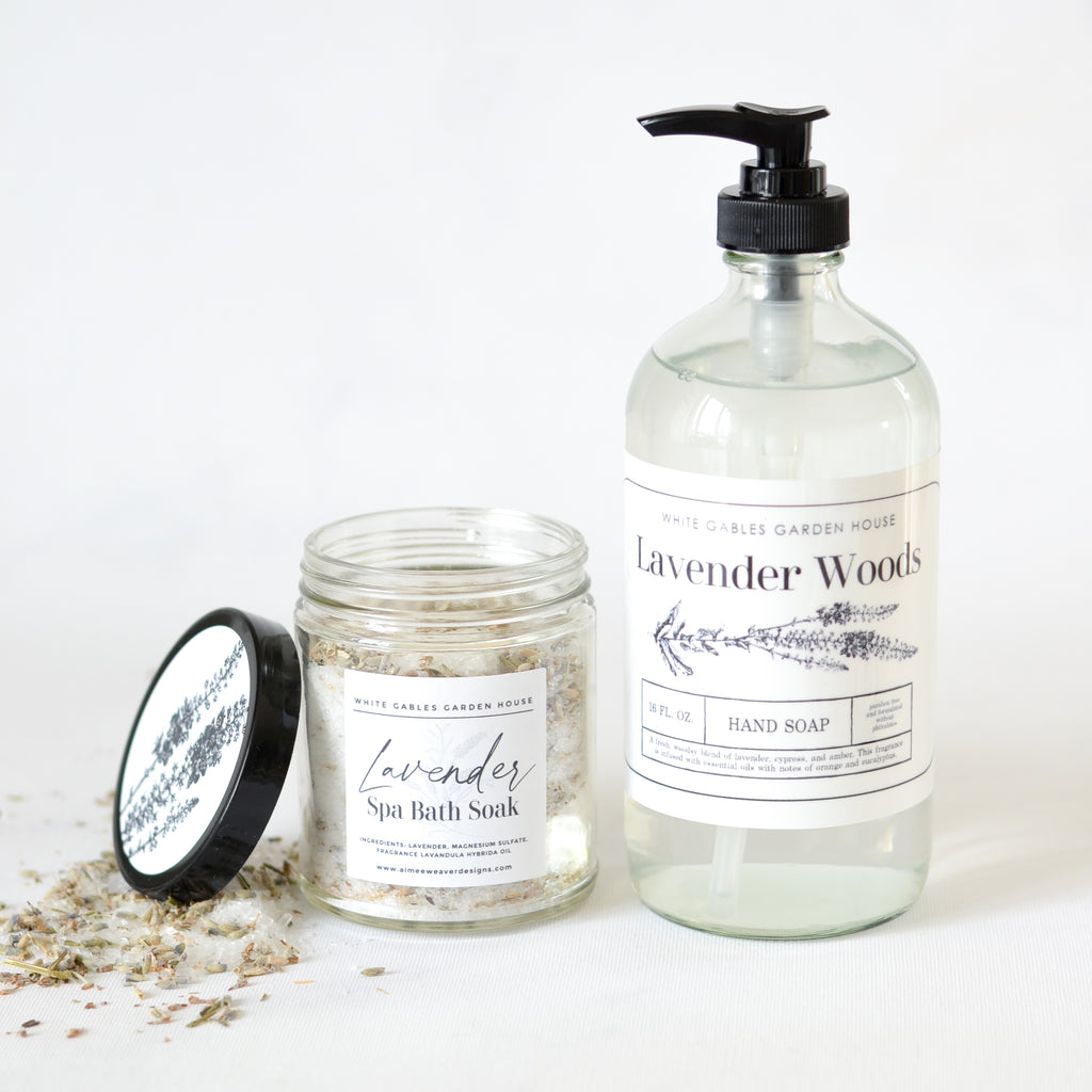 Lavender Bath Soak & Hand Soap Gift Set - Aimee Weaver Designs
