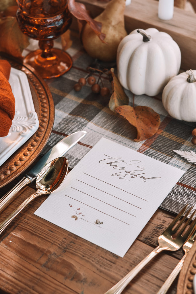 Thanksgiving Name Card And Thankful List Printable - Aimee Weaver Designs