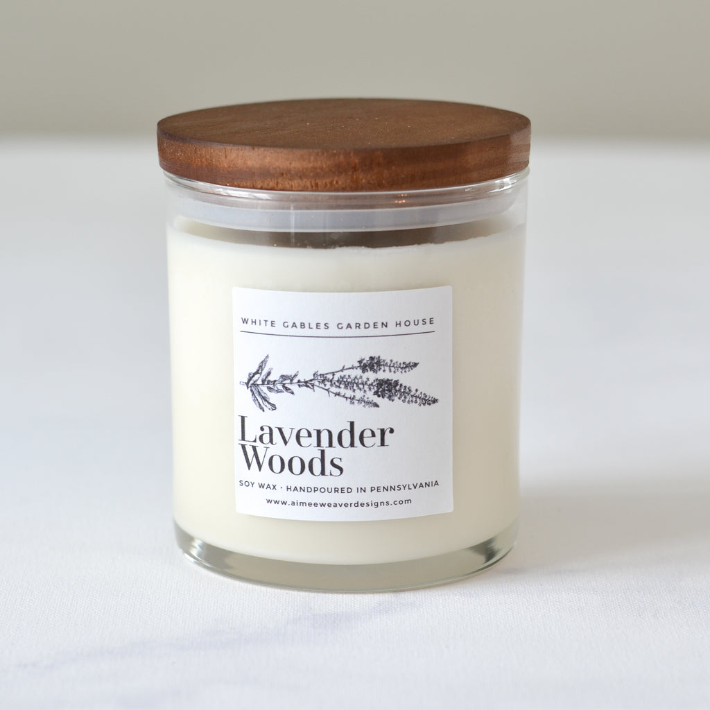 Lavender Woods Candle 10 oz. Glass Jar With Wood Lid - Aimee Weaver Designs
