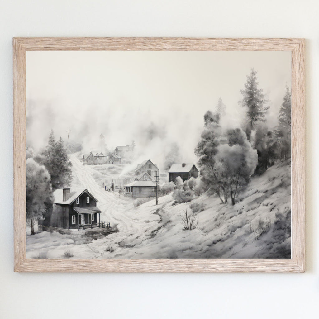 Snowy Village | Canvas Landscape Art - Aimee Weaver Designs