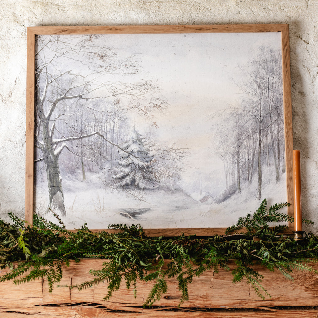 Vintage Winter Scene Framed Canvas - Aimee Weaver Designs