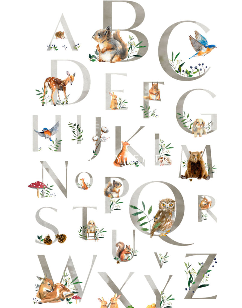 Woodsy Letters | Woodland Nursery Canvas Art - Aimee Weaver Designs