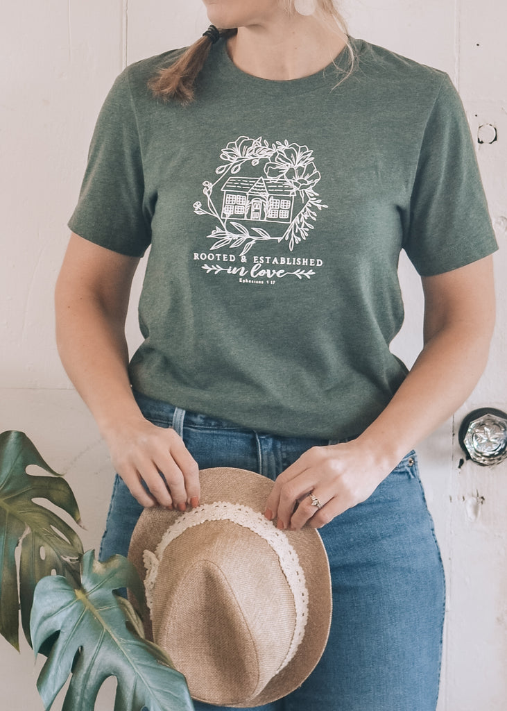 Rooted & Established In Love T Shirt - Aimee Weaver Designs
