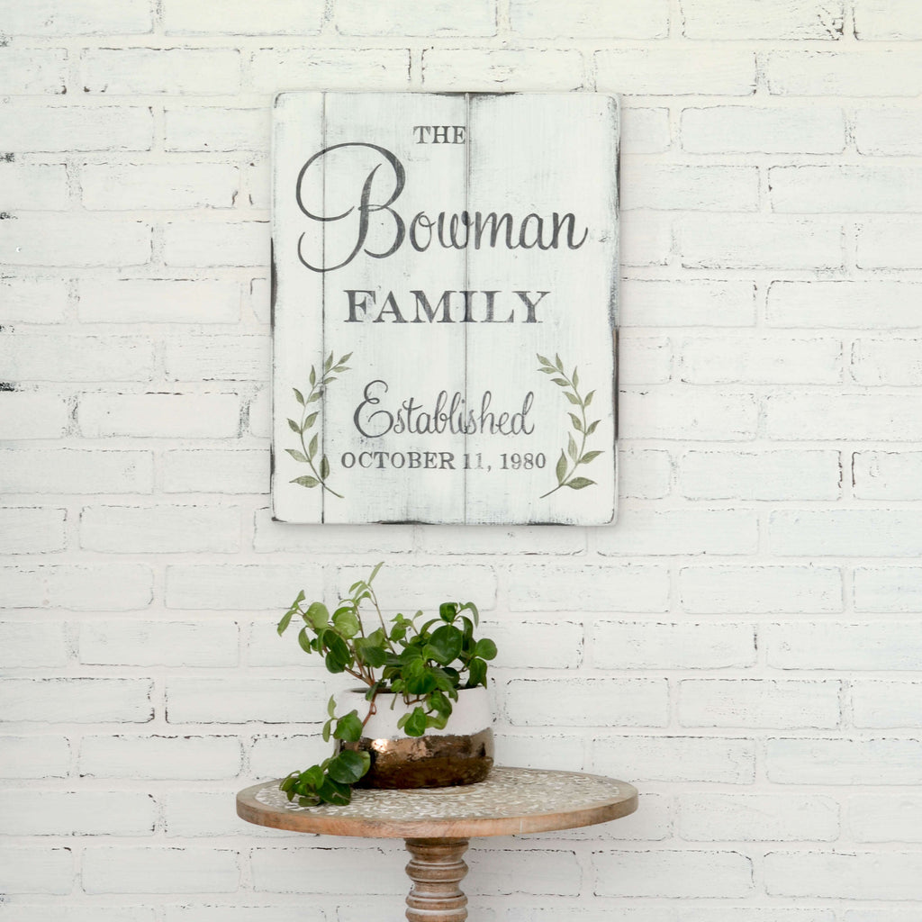 Family Established With Leaves Sign - Aimee Weaver Designs